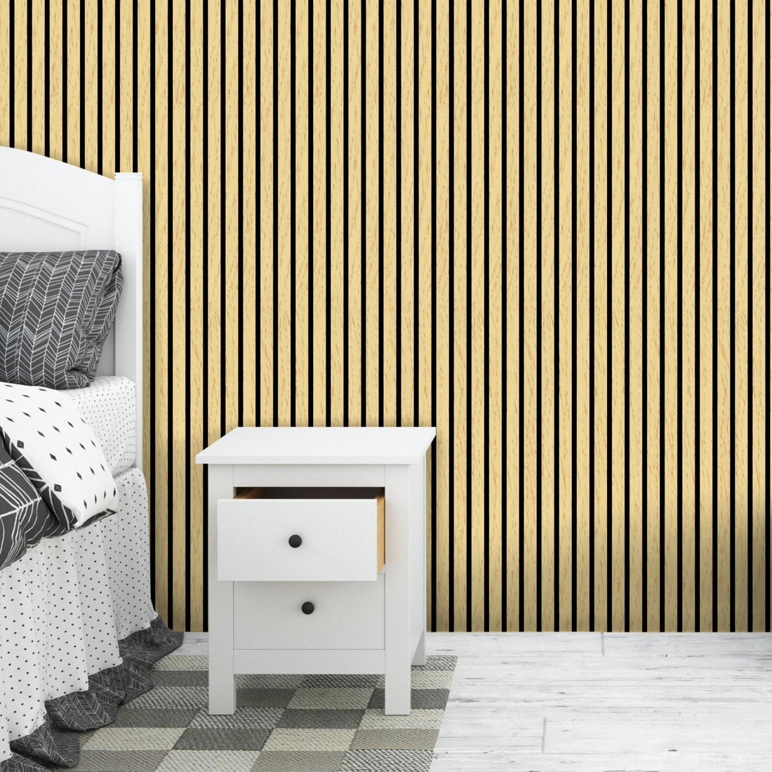 Natural Oak Contemporary Decorative Acoustic Wooden Wall Panel 2400mm x 600mm | www.thegreatslatwall.co.uk